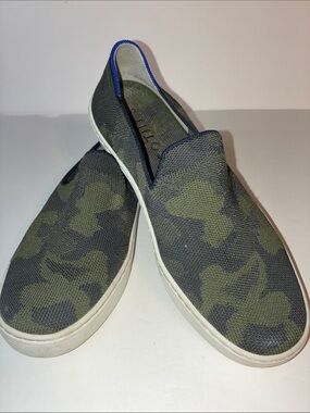 Rothy’s, Women’s Slip On Sneakers,  Olive Green Camo, Size 7.5
